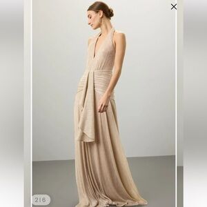 PatBO Lurex Draped Maxi Dress
